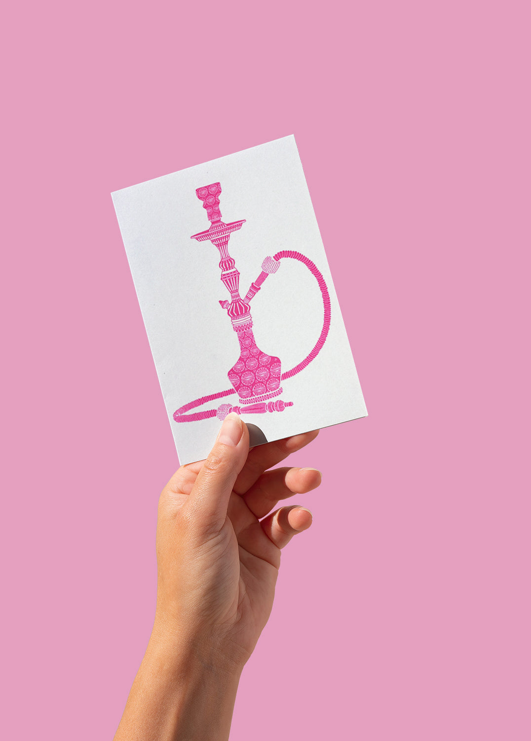Postcard - Shisha, pink on white (single or set)
