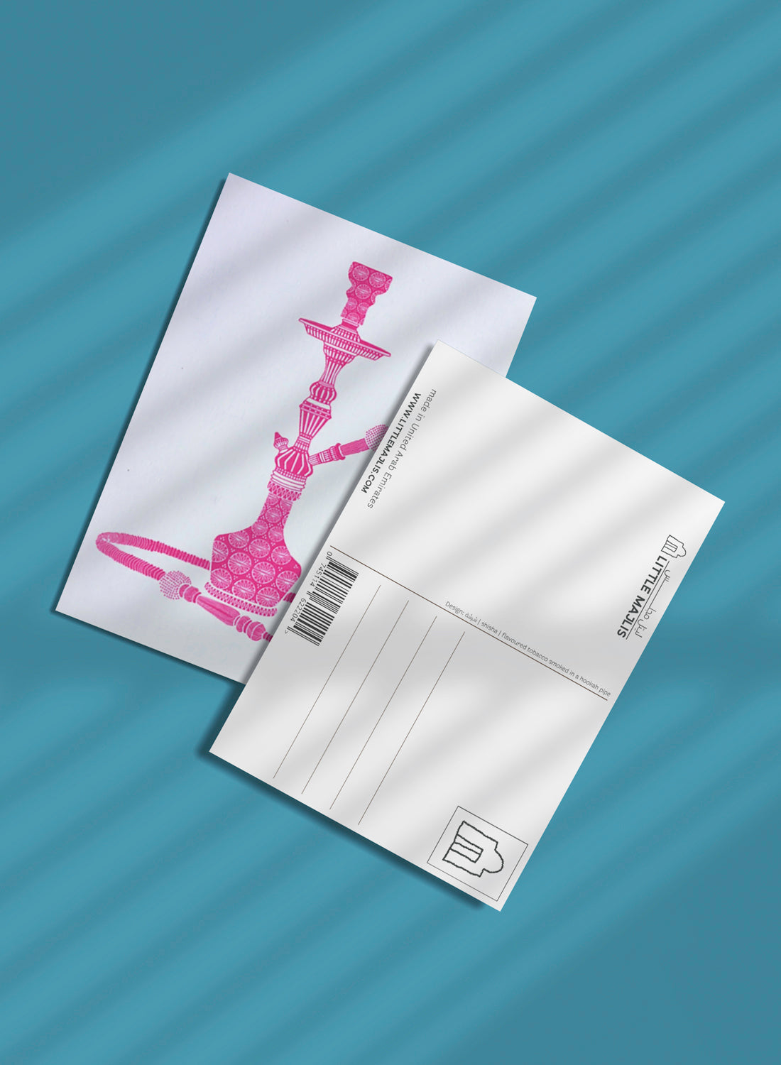 Postcard - Shisha, pink on white (single or set)
