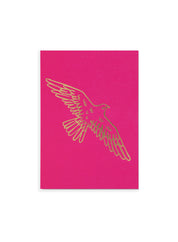Postcard – Falcon, gold on pink (single or set)