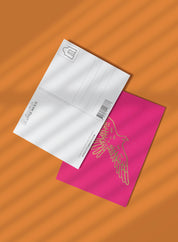 Postcard – Falcon, gold on pink (single or set)