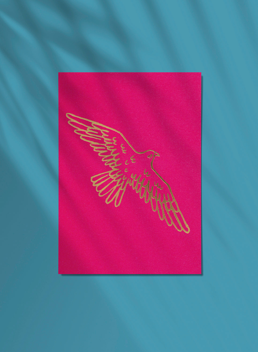 Postcard – Falcon, gold on pink (single or set)
