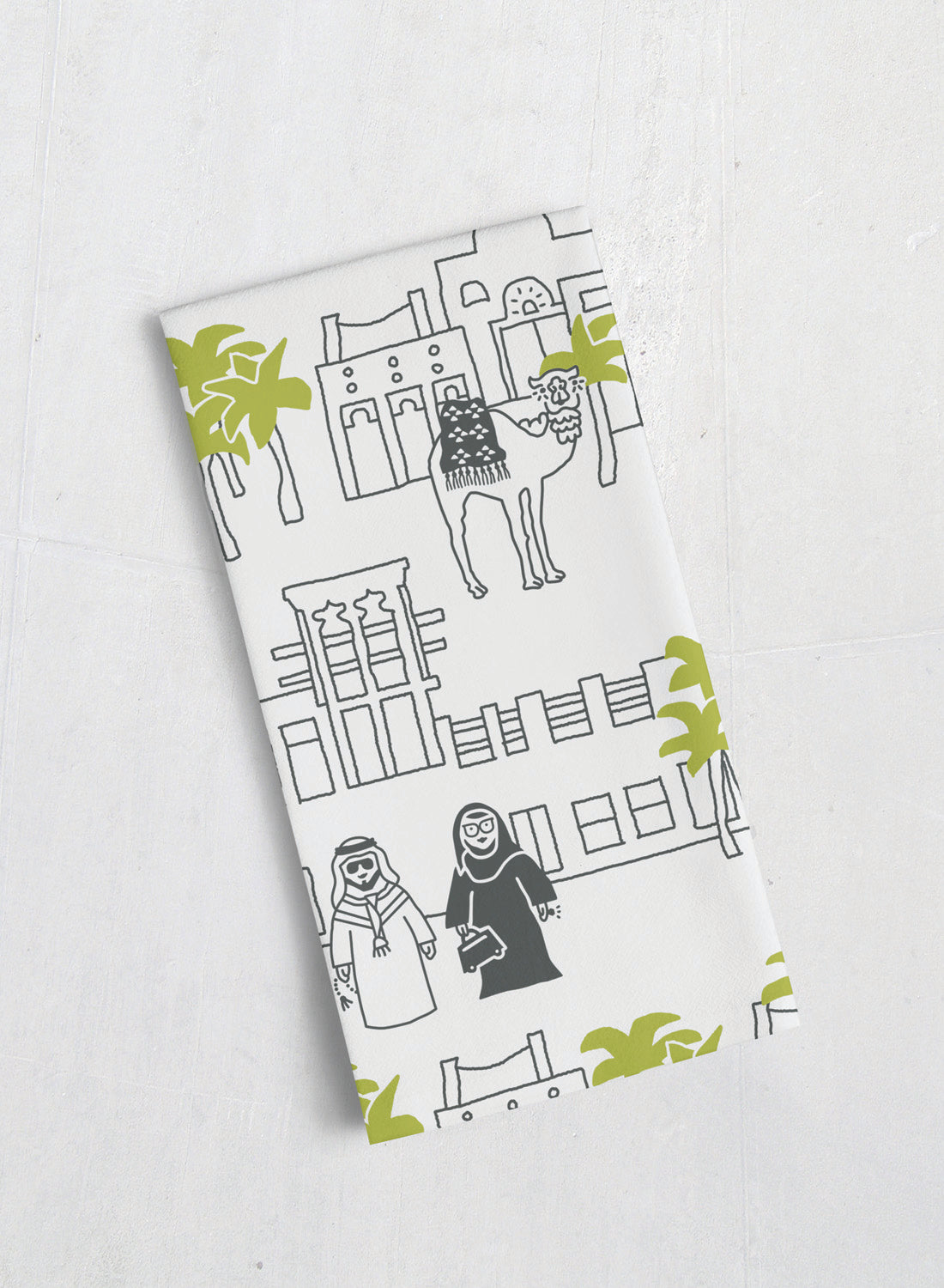 Cotton tea towel – Emirati neighborhood freej (Last chance!)