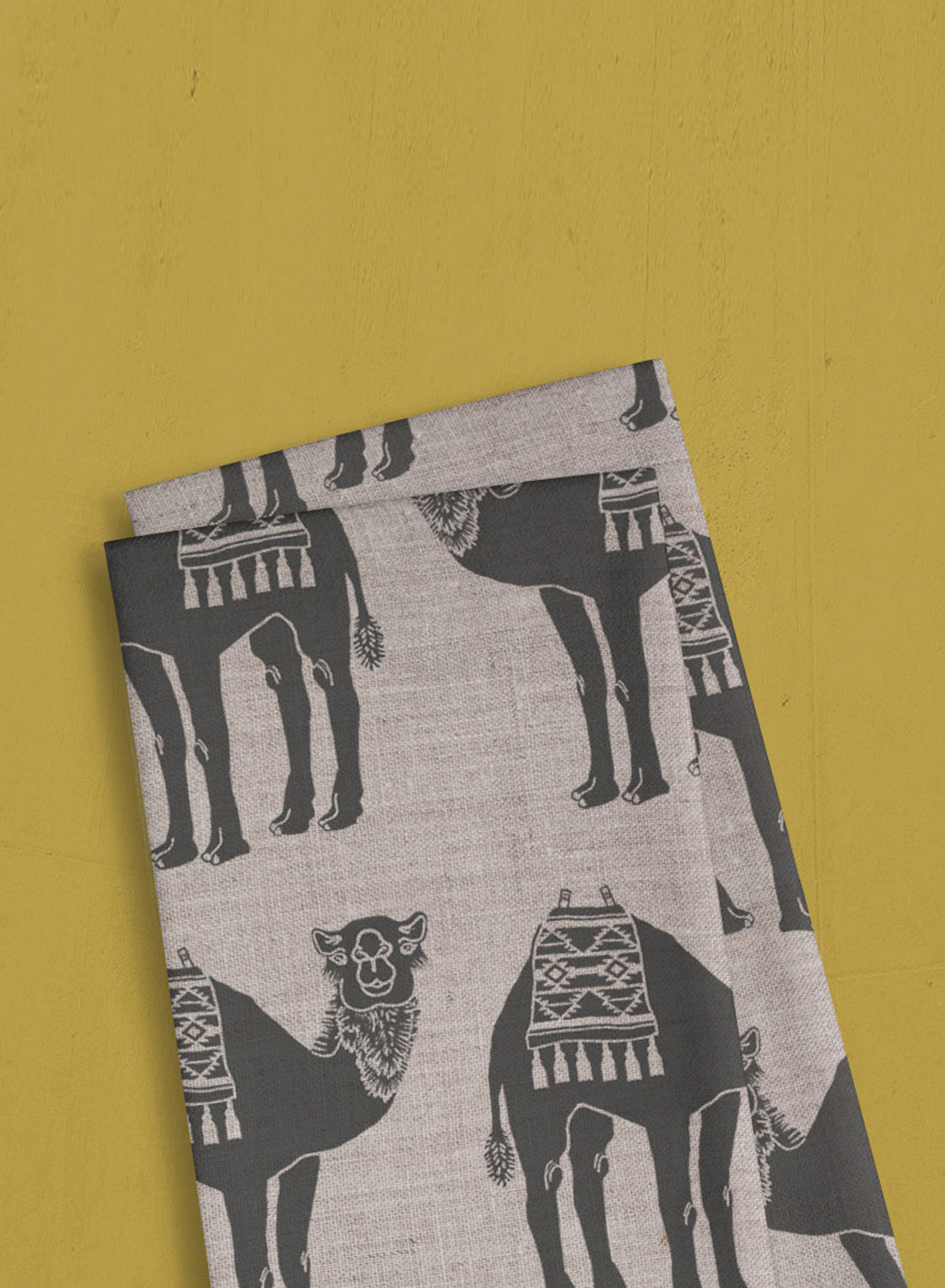 Linen tea towel – camel caravan (Last chance!)