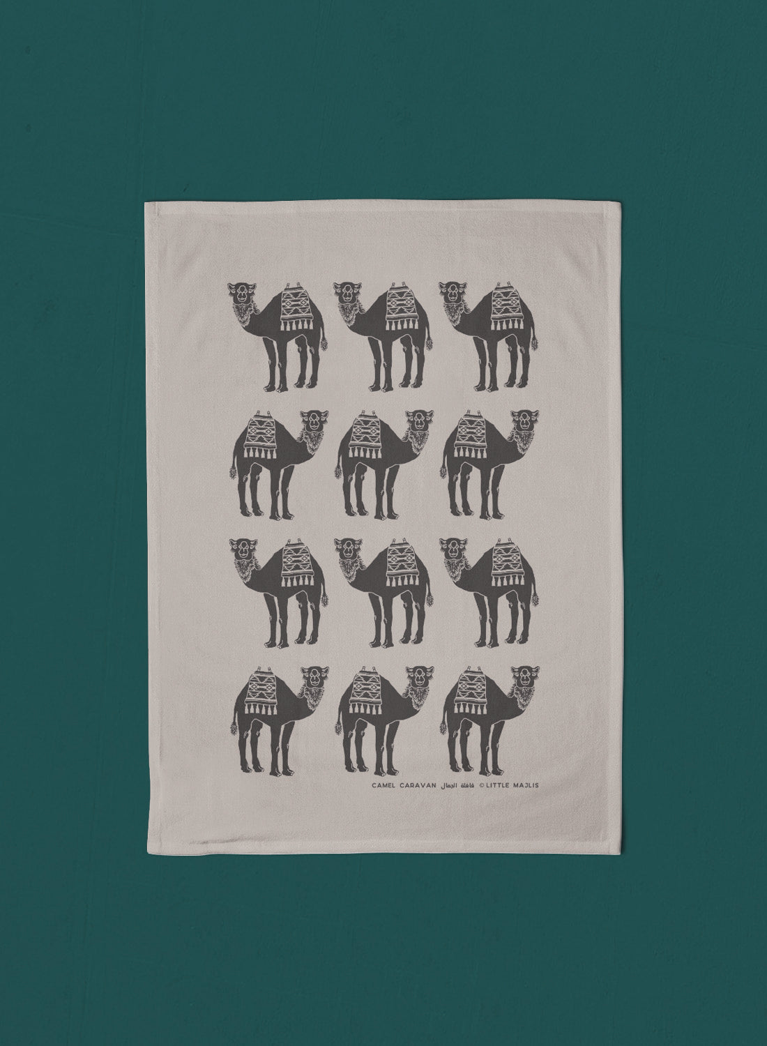 Linen tea towel – camel caravan (Last chance!)