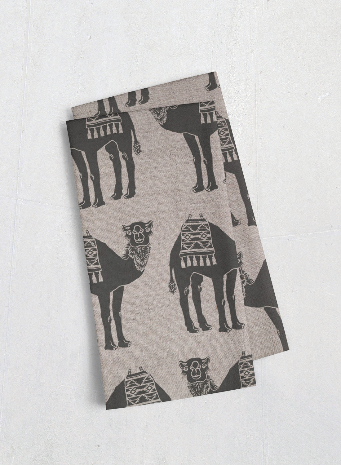 Linen tea towel – camel caravan (Last chance!)