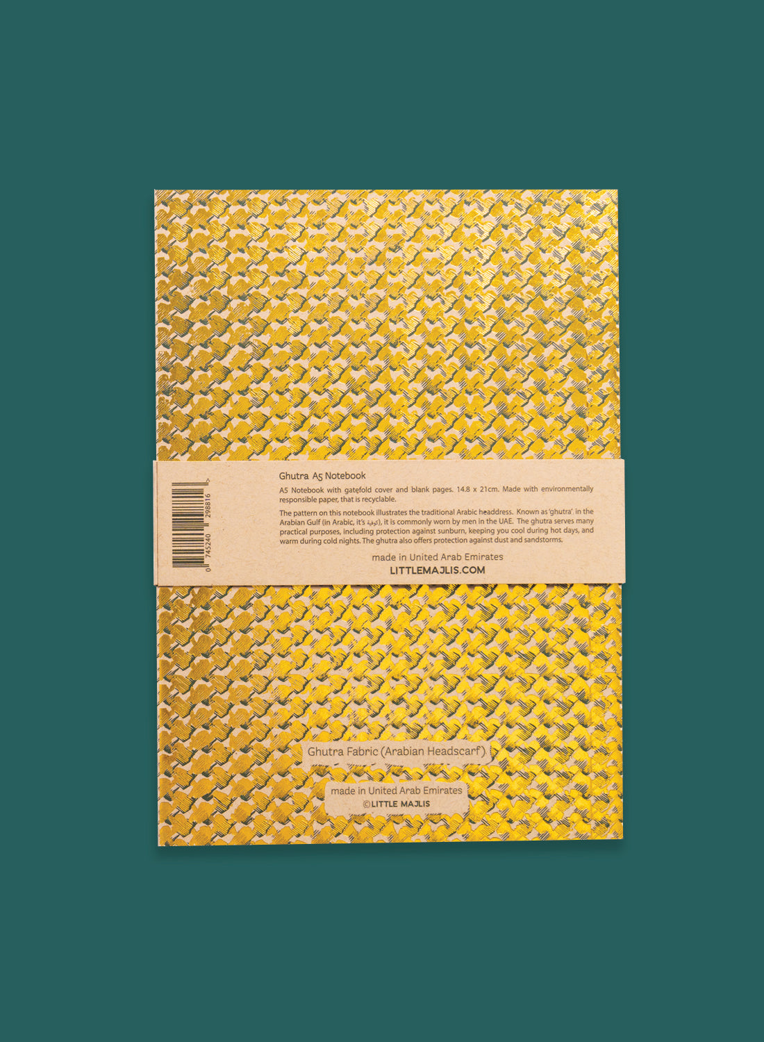 A5 notebook gatefold  – ghutra, gold